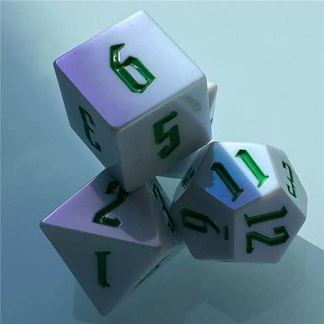 Spearmint White Colorful DND Dice (White&Green) 7-Dice - 