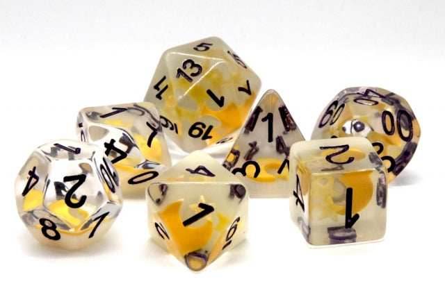 Moon and Star Glow in the Dark 7-Dice DND RPG Dice Set - 