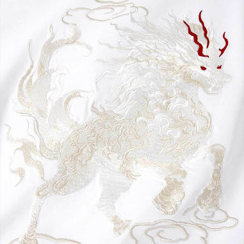 KH868 Gallant Lion Embroidery Tee - White / S
