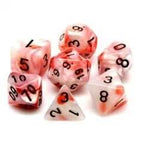 Shell White/Red 7-Dice Set w/Black Numbers Dnd Dice Set - 