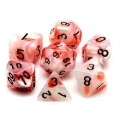 Shell White/Red 7-Dice Set w/Black Numbers Dnd Dice Set - 