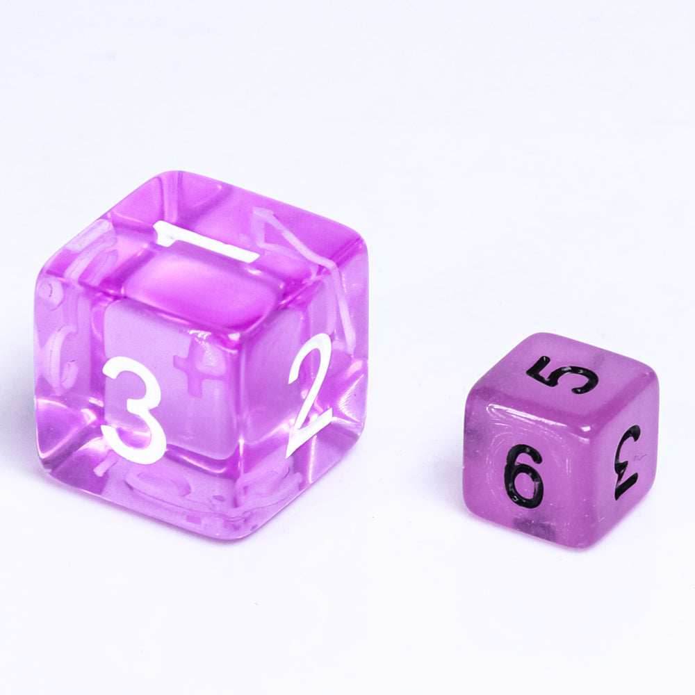 Purple Glow 7-Dice Mini-Dice RPG Set w/Black Numbers Miniature Dice - 