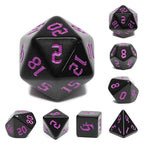 Economy Black Dice (Purple font) 7-Dice Set RPG DND - 