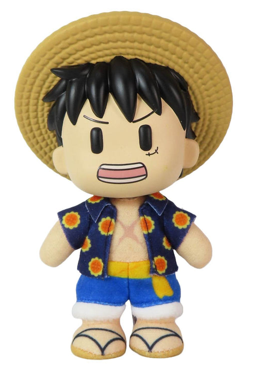 ONE PIECE - LUFFY DRESS ROZA PLASTIC HEAD MOVEABLE VER PLUSH 4.5'' - 
