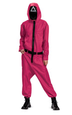 Squid Games Triangle Guard Jumpsuit and Mask Costume Adult Large/X-Large
