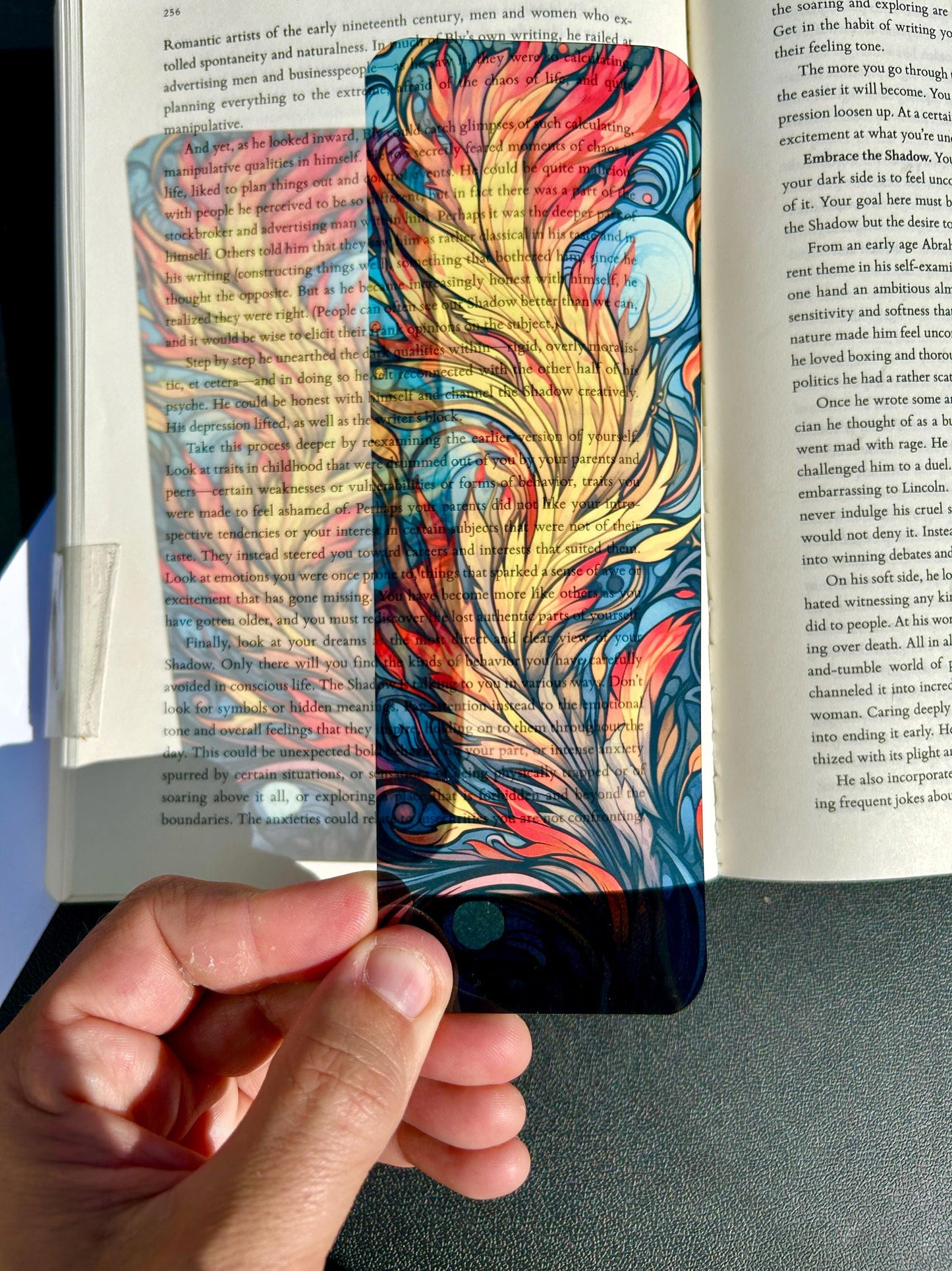 Phoenix Feather Bookmark – Fiery Abstract Flame Plume Design | Vibrant Stained Glass Fantasy Art Bookmark for Readers