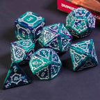 Two-Tone (Purple/Green) Huge Castle Dice (D6:25mm) 7-Dice - 