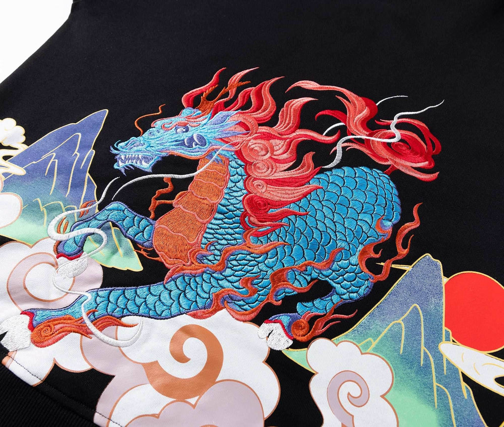 KH9240 Demon Horse Embroidery Hoodie - Black / S