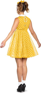 Gabby Yellow Polka Dot 50's Dress Toy Story Adult Halloween Costume Large 12-14