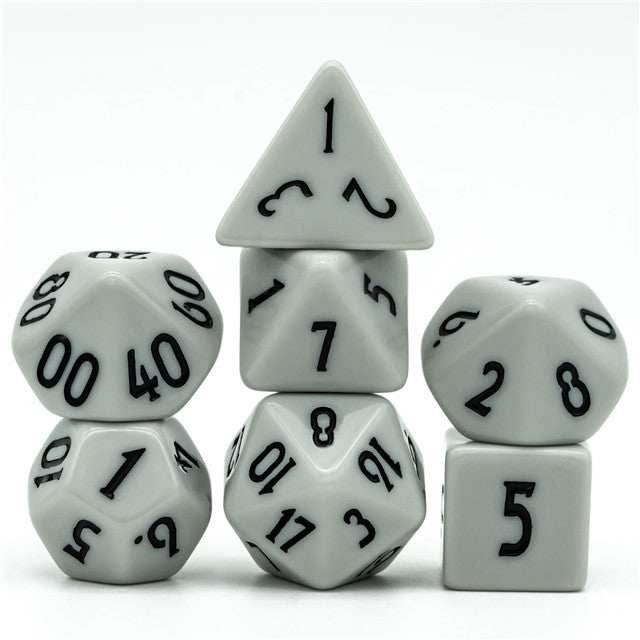 Dark Grey Homage 7-Dice Set w/Black Numbers Minimalist - 