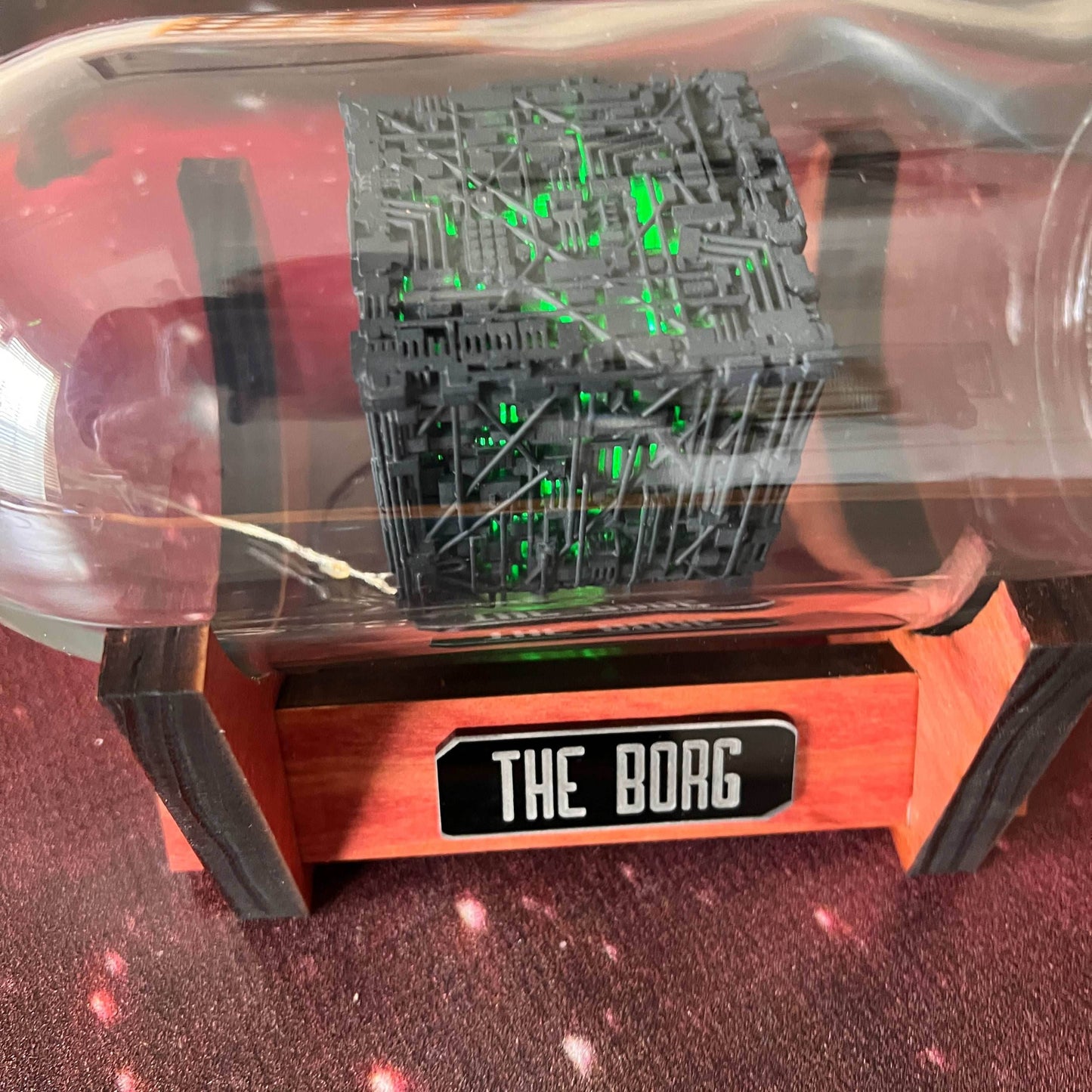 Star Trek Lighted Borg Cube Starship in a Bottle - 