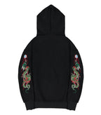 KH9005 Green Dragon Embroidery Hoodie - Black / S