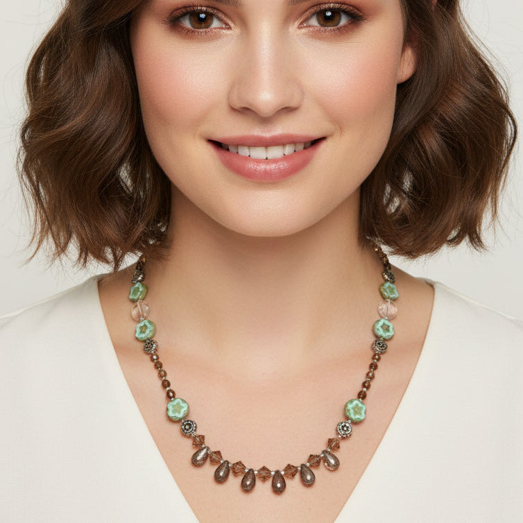 Golden Lotus Crystal Necklace