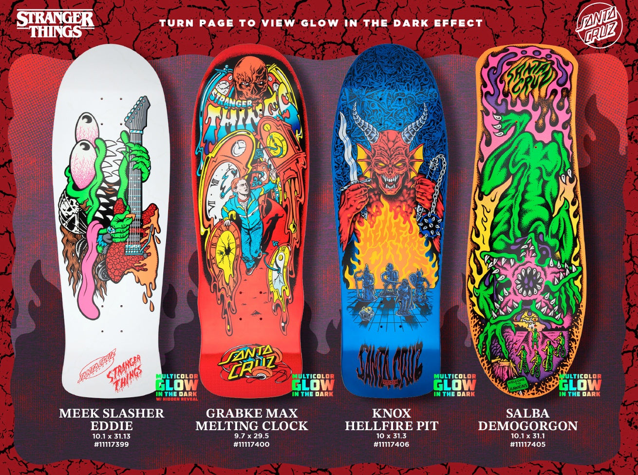SANTA CRUZ x STRANGER THINGS KNOX HELLFIRE PIT 10.07" SKATEBOARD DECK