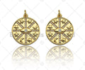 Clear CZ Micro Pave Evil Eye Star On Round Coin Shaped Pendant/Charm, Star Cubic Zirconia Pendant Charm, 20mm,sku#Y334