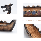 Retro Carving Viking Dragon Boat Incense Stick Holder - 