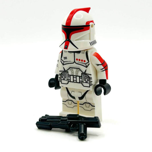 Custom Commander Clone Trooper (Red, Phase 1) Minifig made using LEGO parts - B3 Customs - 