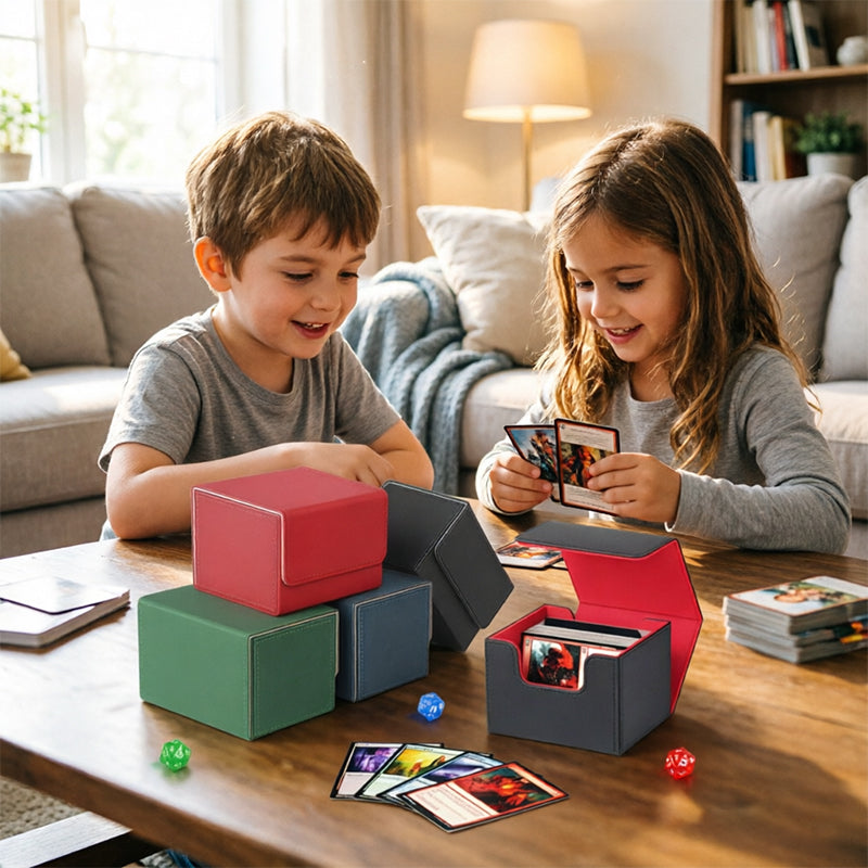 Magnetic Trading Card Storage Box - 100 Card Capacity (Sleeved), Waterproof & Stain Proof Collectoe