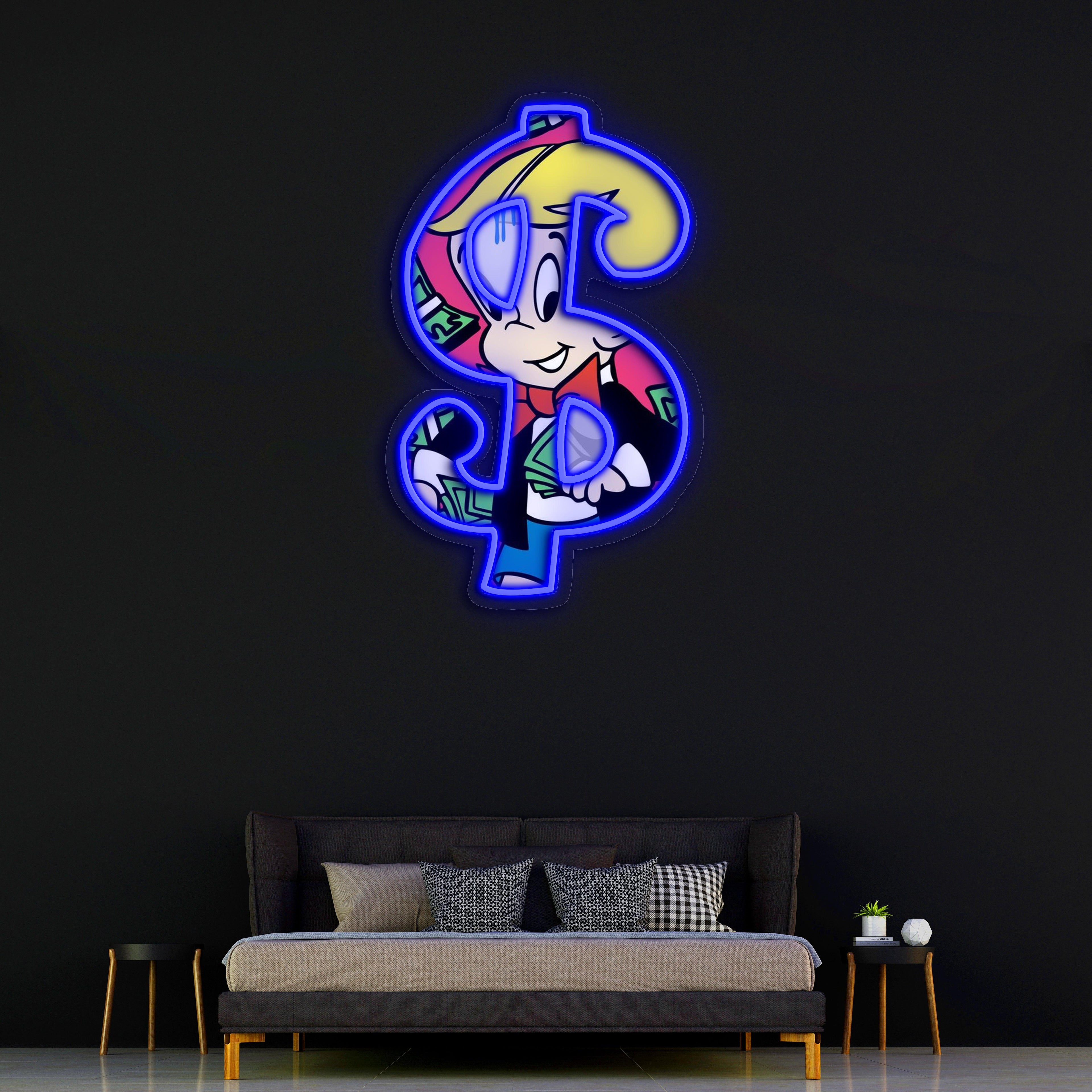UV Printed Neon Richie Rich , Richie RichNeon Wall Art, Neon Light Sign, UV Print Neon Sign