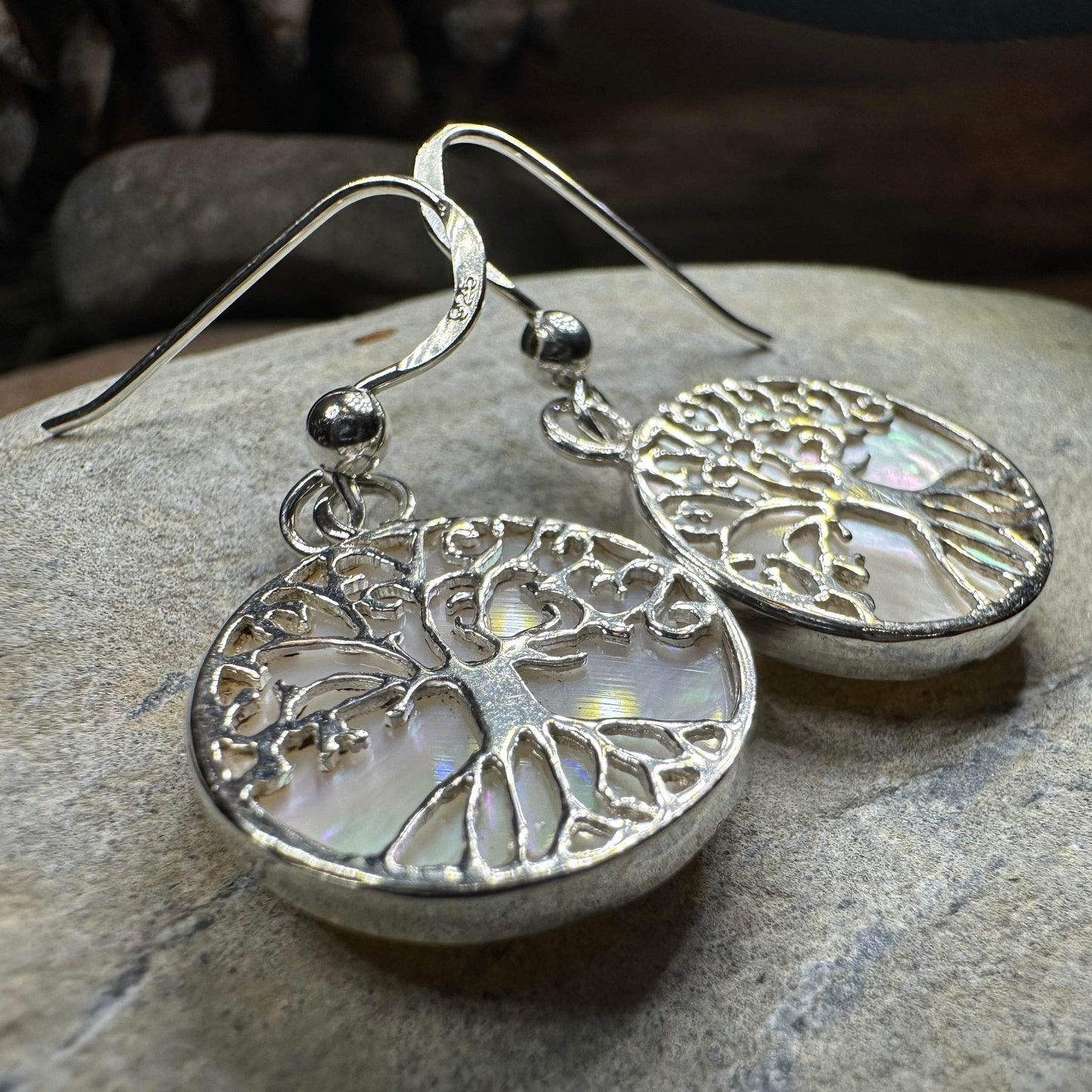 Veronica Tree of Life Earrings - Mother of Pearl