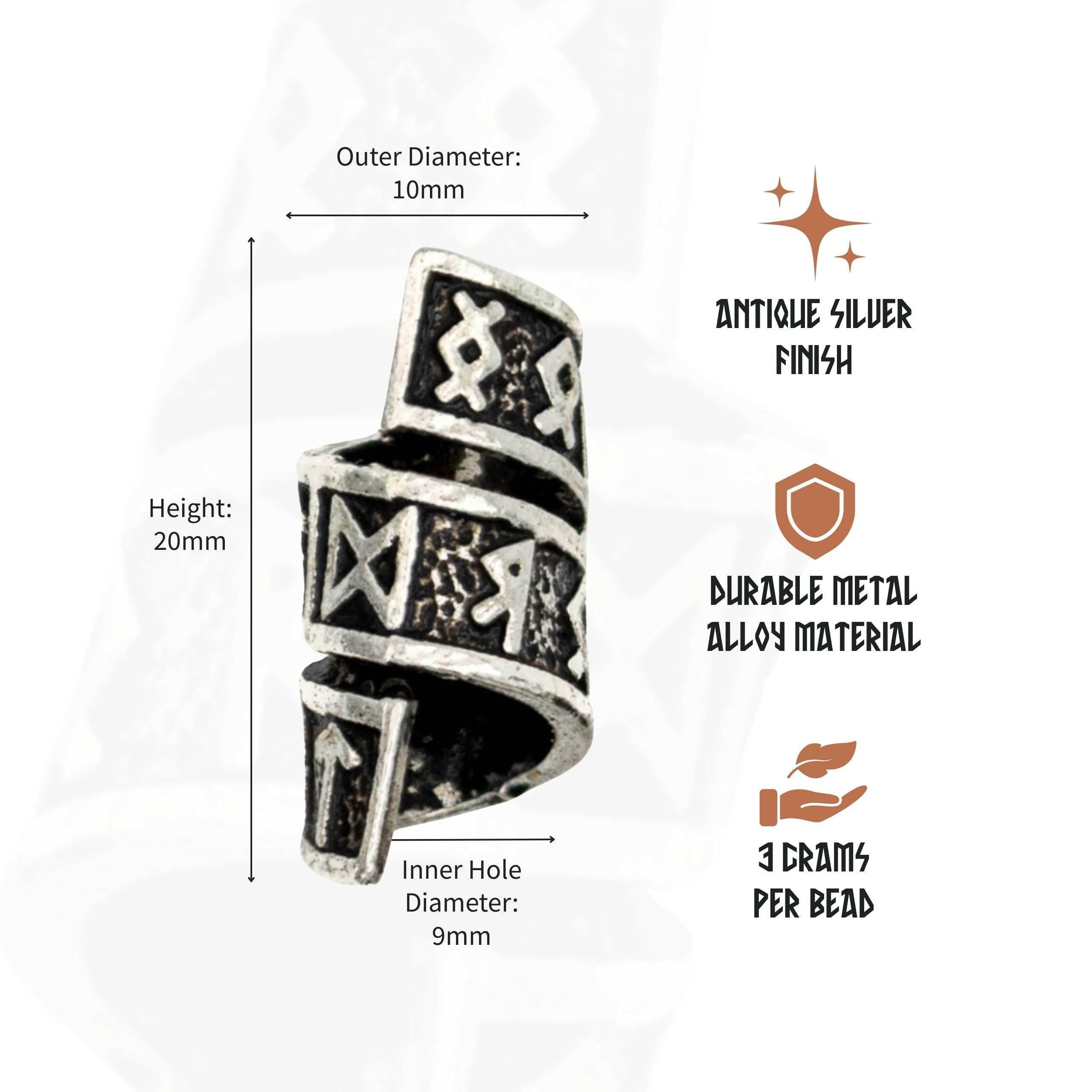 Rune Beard Rings - (Silver - 4) - 