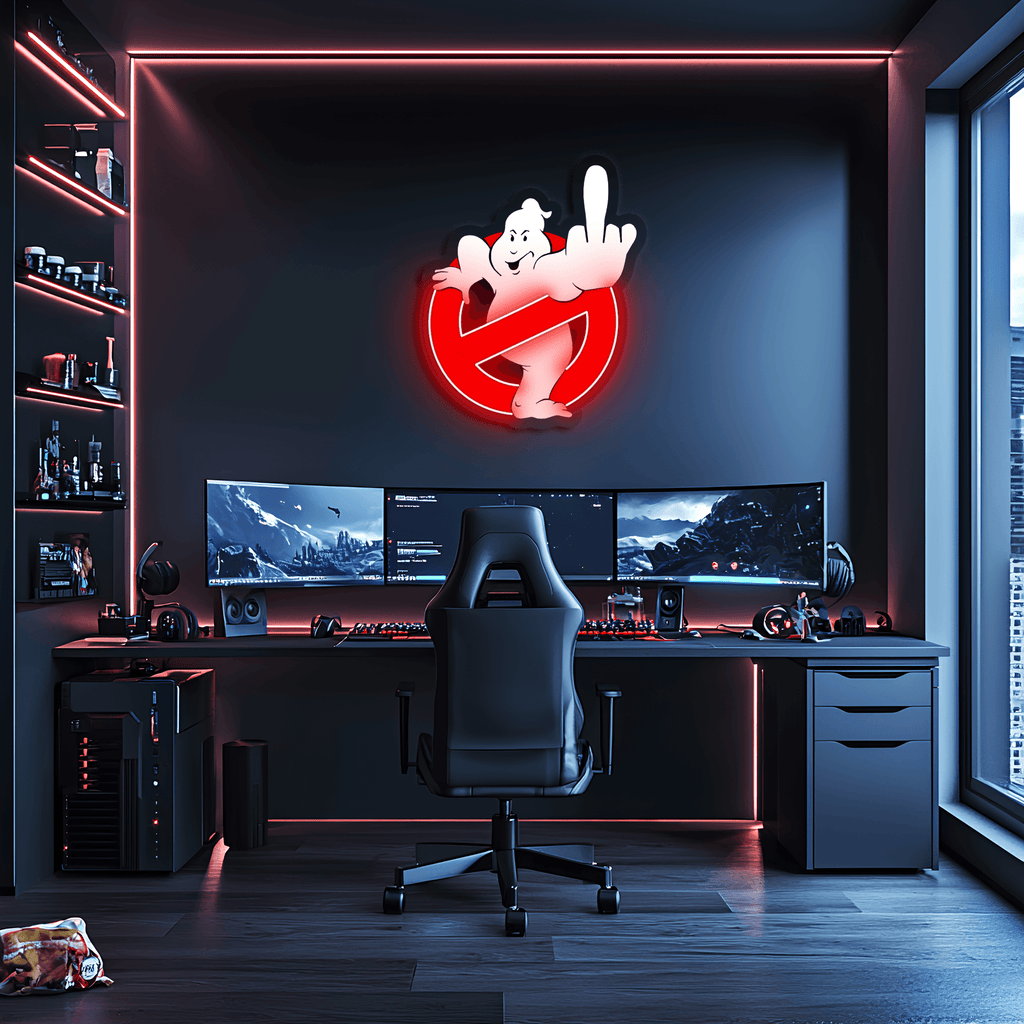 Ghostbusters Plexiglass Neon Art, Uv Print Neon Sign, Neon Light Sign, Neon Wall Art