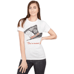 Alice in Wonderland Mad Hatter Hat You're Invited Juniors White T-Shirt Tee - S