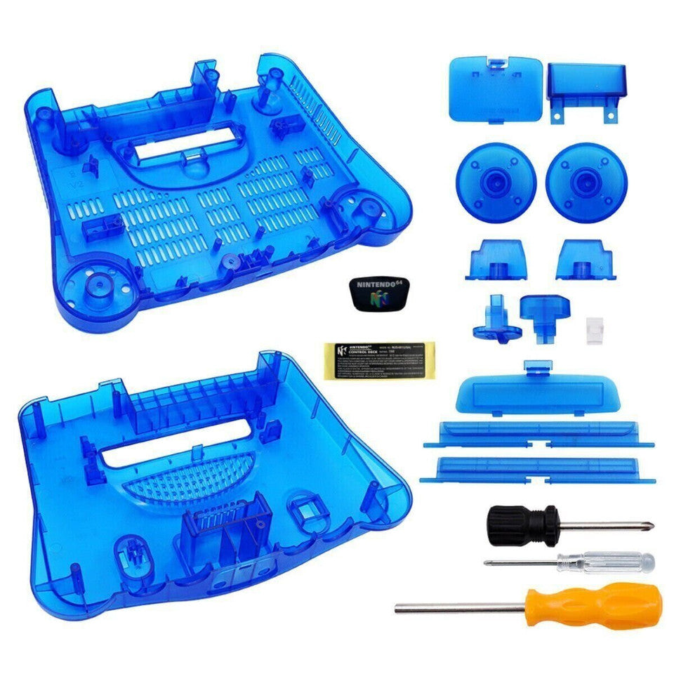 N64 Replacement Console Shell Housing Translucent Blue Nintendo 64
