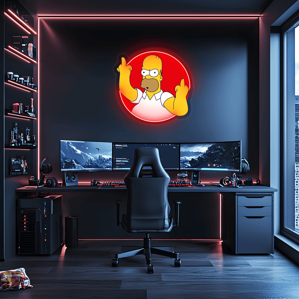 Homer Simpson Neon Sign, Simpson Neon Decor, Uv Print Neon Sign, Home Decor
