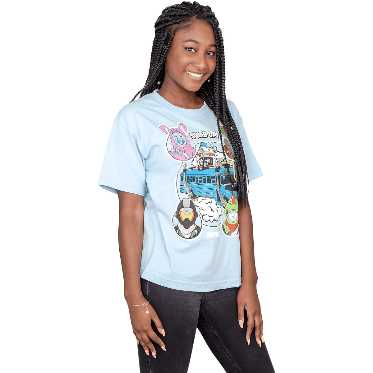Fortnite Bus Crew Light Blue Youth T-shirt - YXS