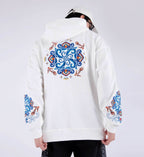 KH9201 Fish Art Embroidery Hoodie - White / S