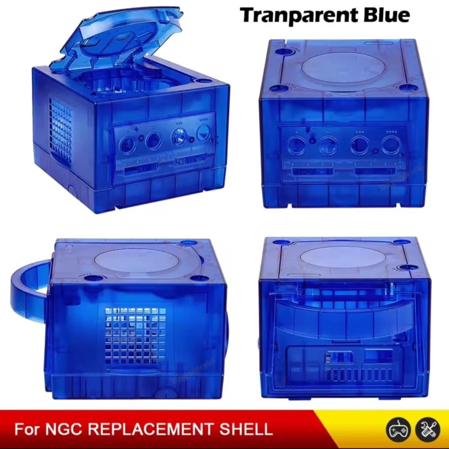 Gamecube Full Replacement Console Shell Housing Translucent Blue