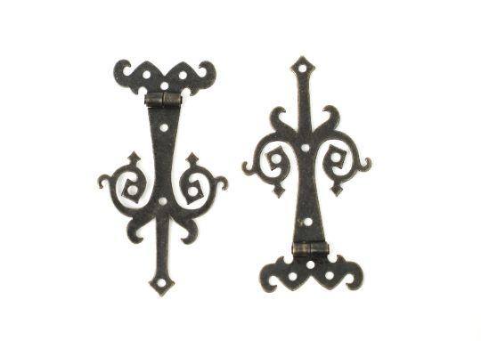Tiny Fairy Door Medieval Strap Hinge with Bronze Finish - Set of 2