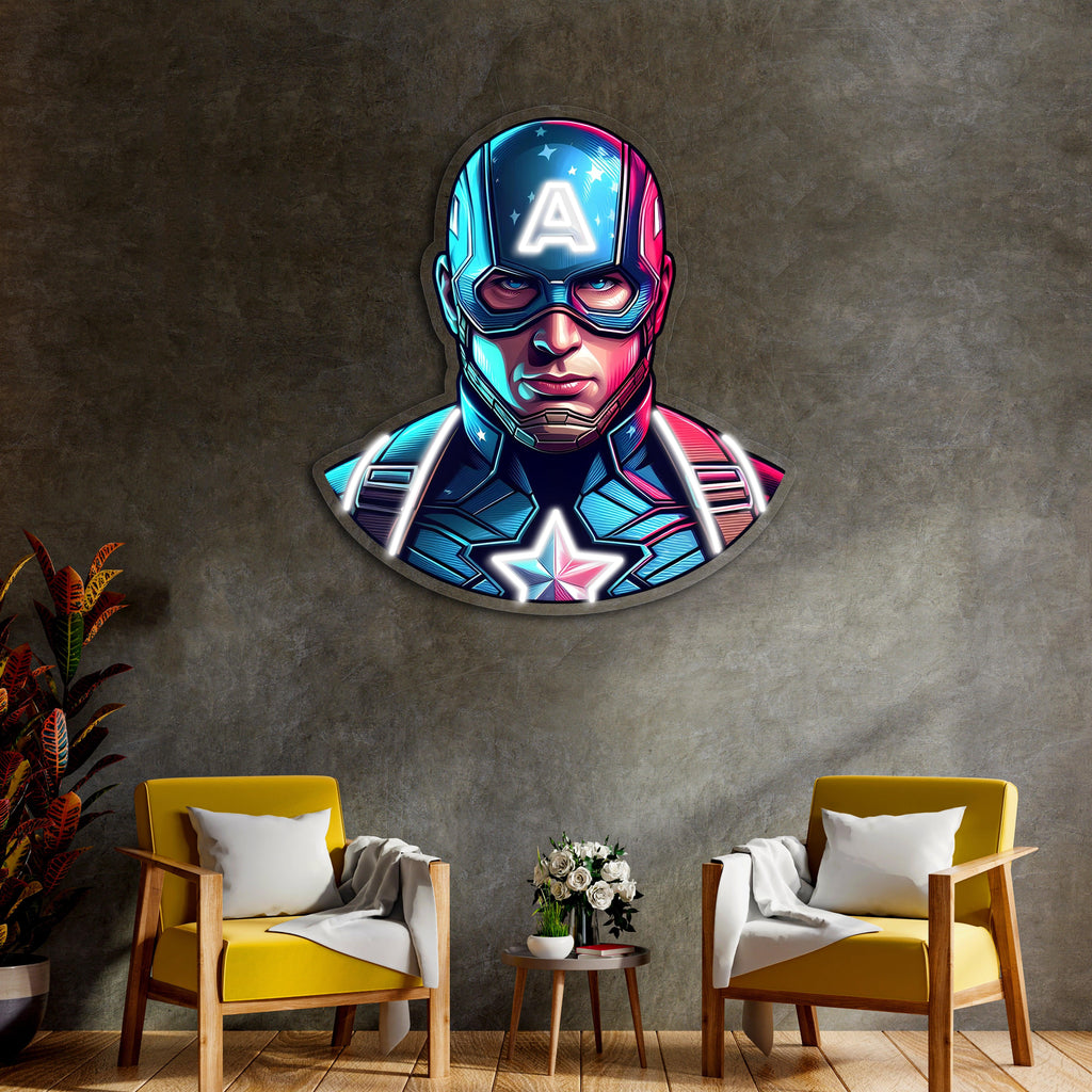 UV Printed Captain America Neon Sign,Neon Wall Art,Neon Light Sign