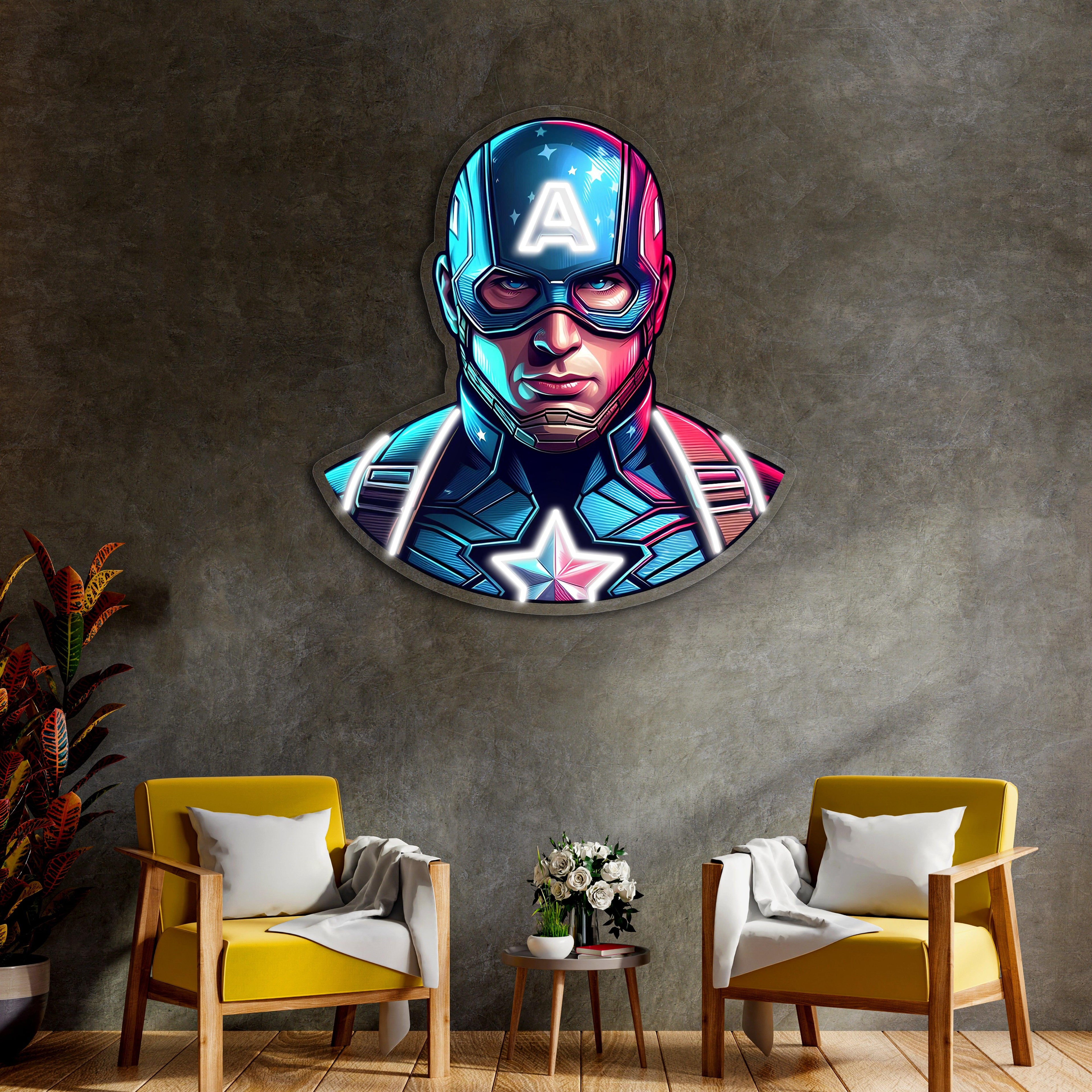 UV Printed Captain America Neon Sign,Neon Wall Art,Neon Light Sign