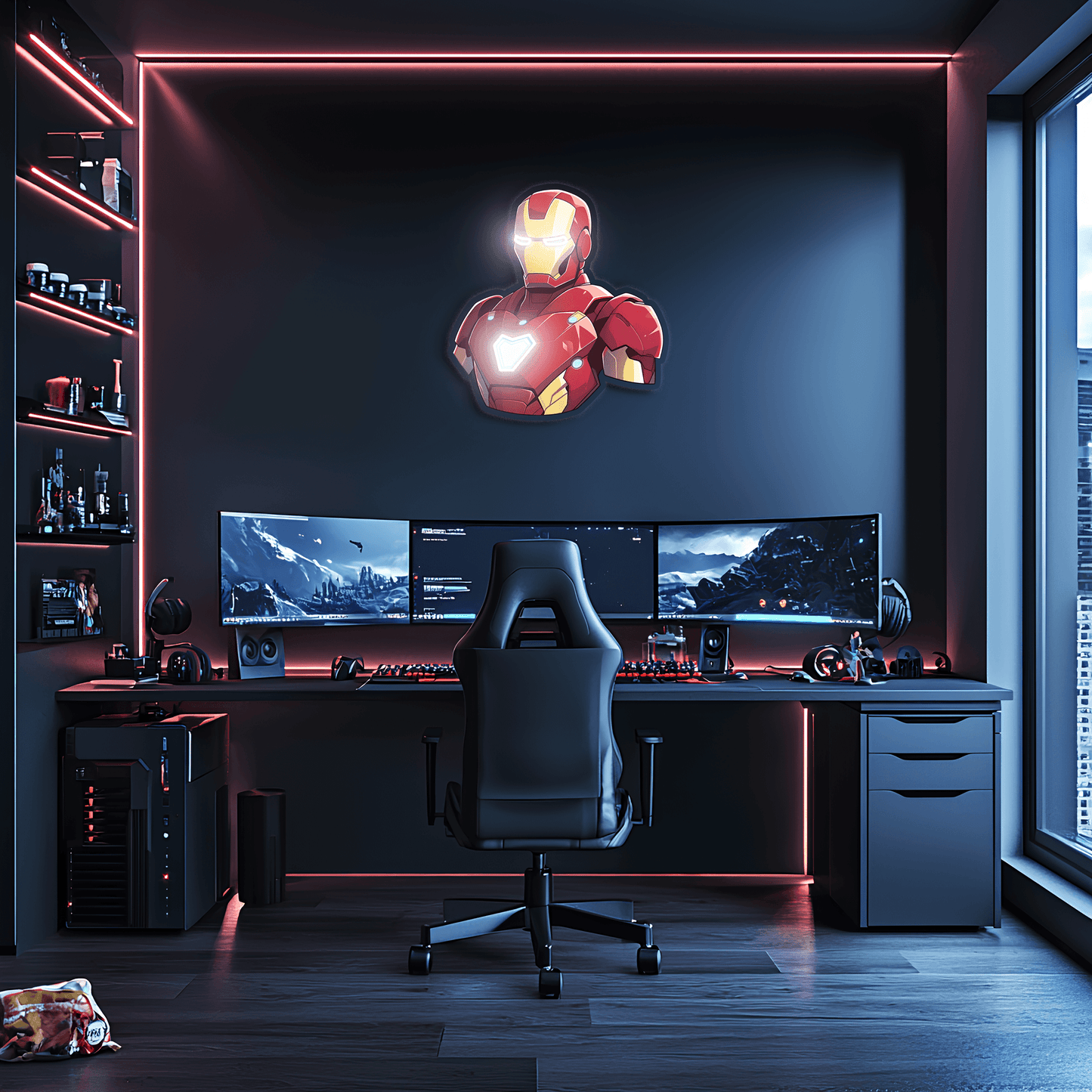 Ironman Plexiglass Neon Art, Ironman Neon Sign, Neon Light Sign