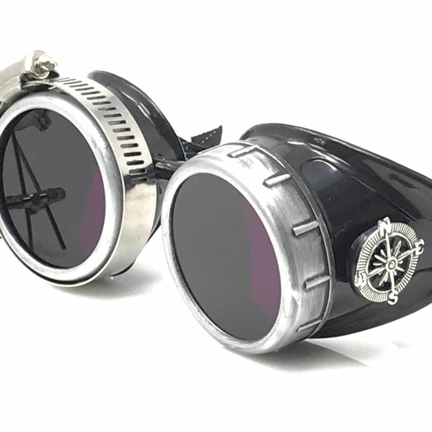 Diesel goth punk Biker Goggles with magnifying eye loupes purple lenses - 
