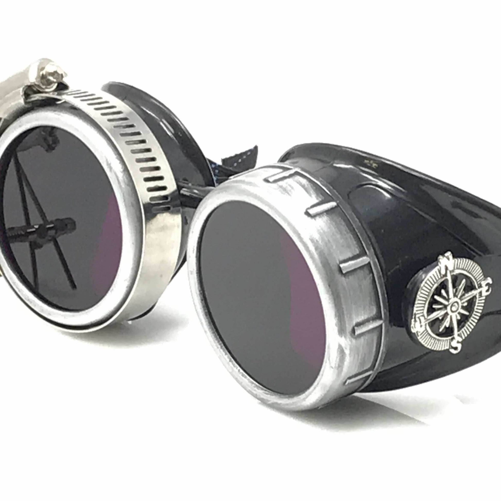 Diesel goth punk Biker Goggles with magnifying eye loupes purple lenses - 