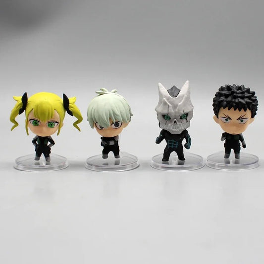 4 pcs Set Anime Toy Kaiju No 8 Capsule Figure Cute Kawaii Chibi Figurines, Kafka Hibino Reno Ichikawa Kikoru Shinomiya PVC Collection Model Toy Gift 4 cm