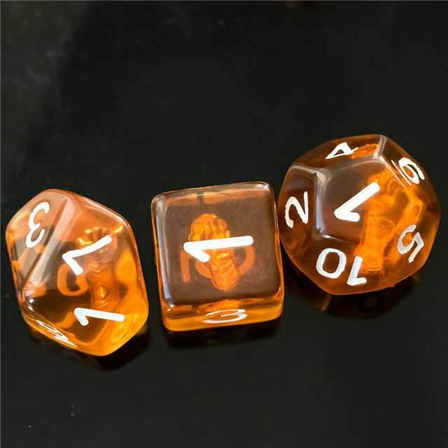 Monk (Fist) Clear Golden Dice w/ Golden Fist 7-Dice Set Rpg - 