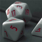 Grey Homage 7-Dice Set w/Red Numbers Minimalist - 