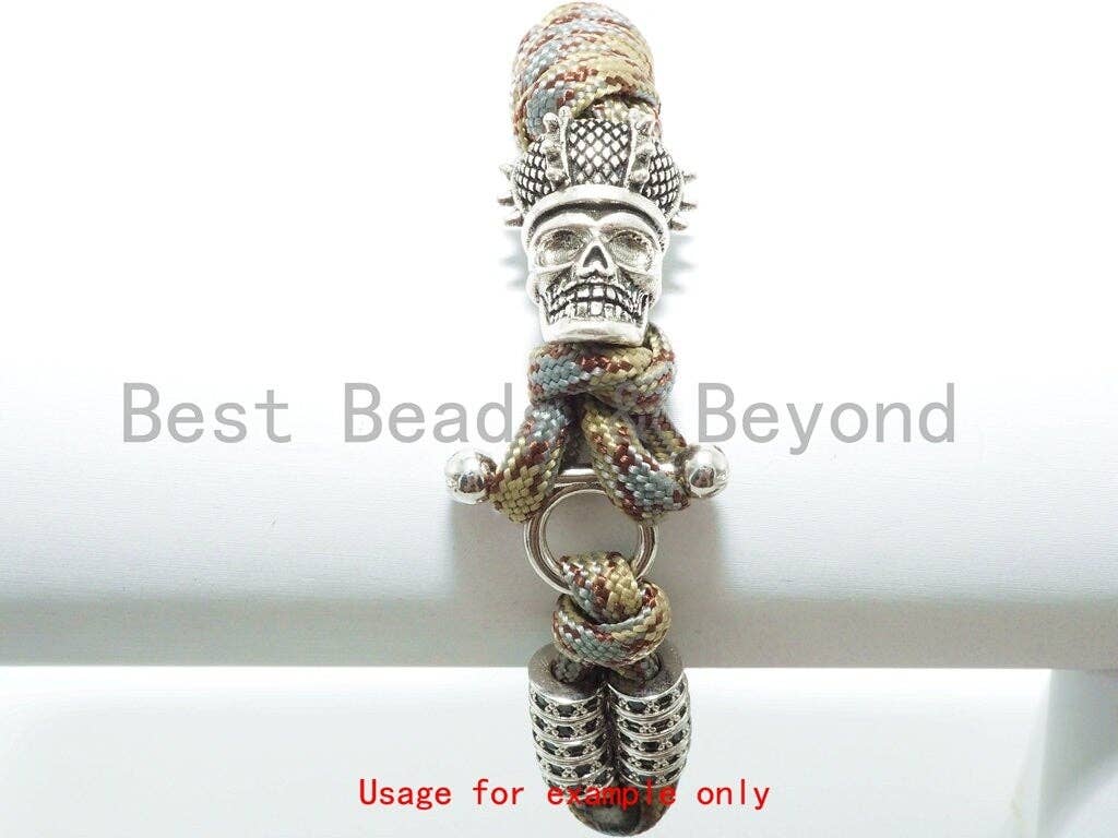 Antique King Skull Bead, For 550 Paracord Survival Bracelet, Men's Bracelet Beads, Paracord KeyChain Beads, 18x22x15mm, 1pc, sku#Y105