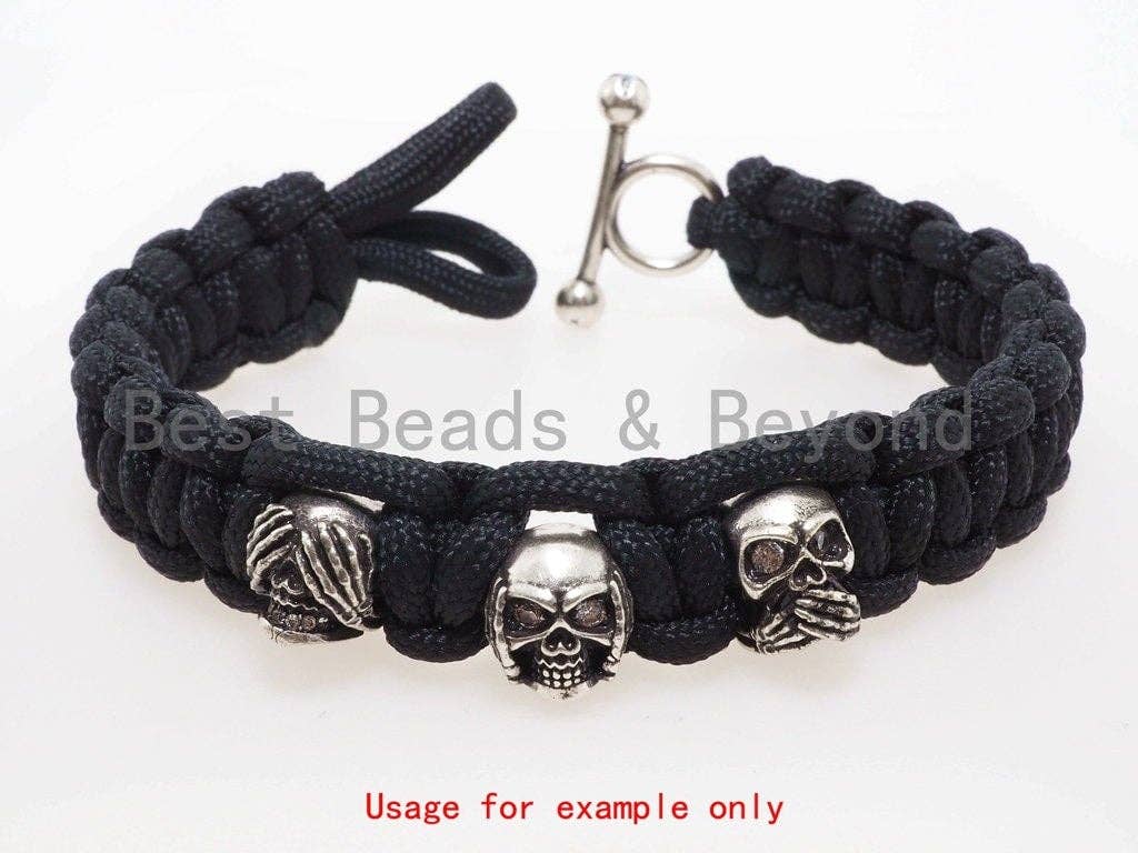 Antique Style Skull Bead,DO NOT SAY, Paracord Survival Bracelet Beads,Keychain Lanyard Making Beads,Men's Jewelry Findings,8x9x11mm,sku#Y116