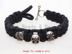 Antique Style Skull Bead,DO NOT SAY, Paracord Survival Bracelet Beads,Keychain Lanyard Making Beads,Men's Jewelry Findings,8x9x11mm,sku#Y116