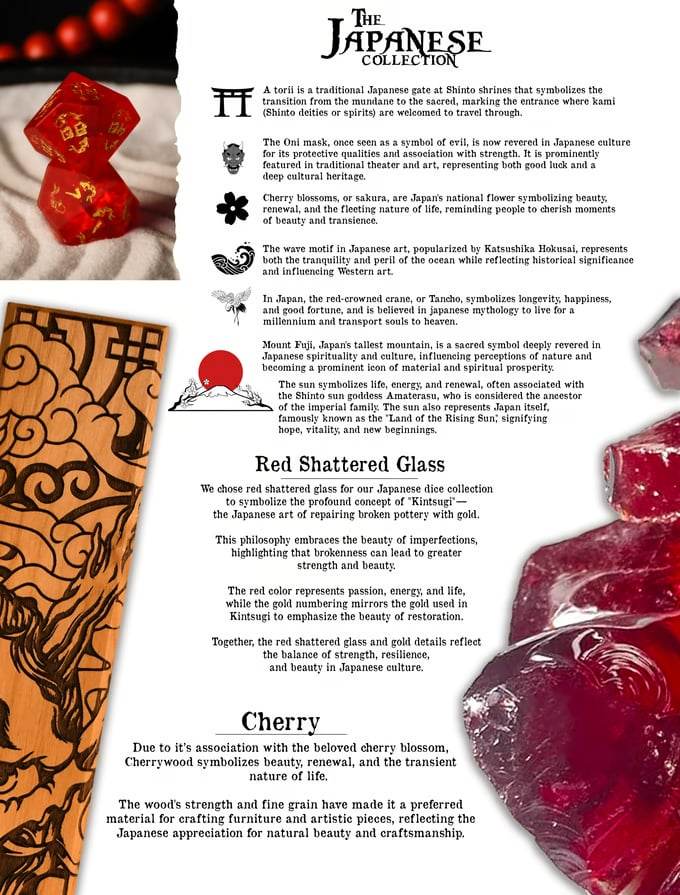 Japanese Frosted Red Glass Dice Set - Dice Around the World Collection - 