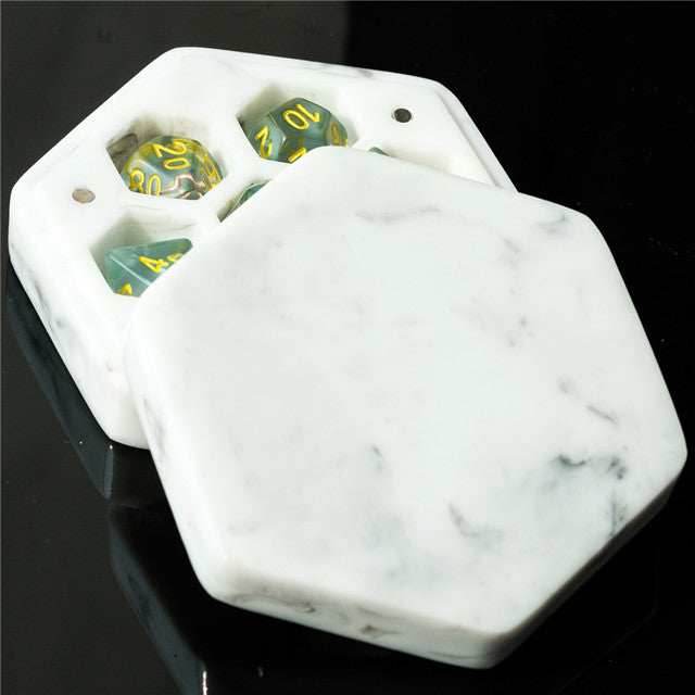 Resin Hexagon Box for Dnd Dice Case (White & Black） - 
