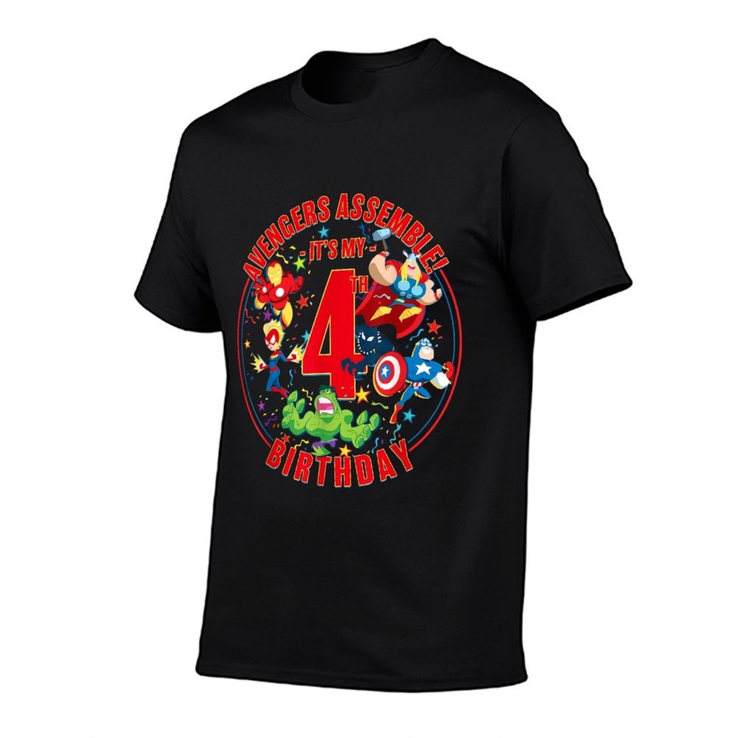Marvel Avengers Assemble It's My 4th Birthday  Heathered Texture T-Shirt