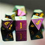 Rose Red Monster Glitter DND Dice (Rose Red&Green&Golden) 7-Dice Dungeons and Dragons Dice - 