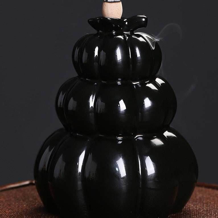 LED Lamp Pumpkin Halloween Waterfall Backflow Incense Burner - Brown
