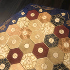 5-6 Player Blue Stained Catan Compatible Board Set with Laser Etched Terrain, Border and Number Pieces - Without Box
